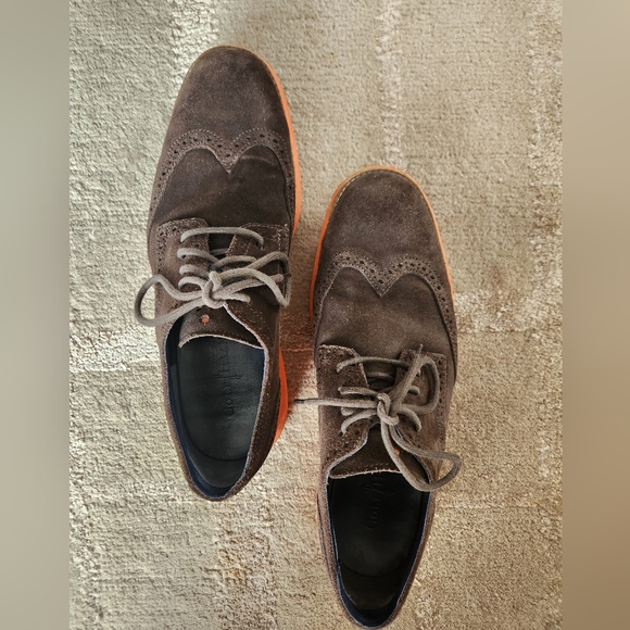 Cole Haan Men's Lunargrand Brown Suede Shoes with Orange Sole, Size 9.5 - Picture 4 of 10